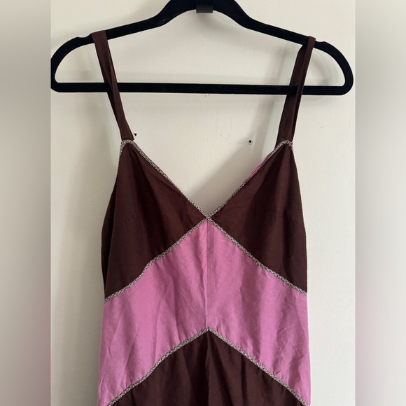 BCBG Maxazria Color Block Purple Brown Sleeveless Midi Dress Size 8 - Picture 3 of 13
